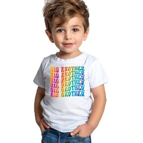 Big Brother Shirt for Kids, Big Bro T-Shirt for Toddler, Cowboy Shirt for Boys, Funny Letters Print Cotton Tee