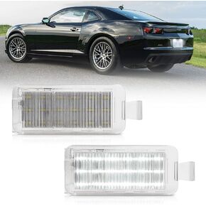 LED License Plate Lights Compatible w/2010-2013 Chevy Camaro Coupe Convertible, OEM Led Number Lamps Replacement Canbus Error Free 6000K 18-SMD Led Xenon White Led Rear Tag Light Kit Assembly