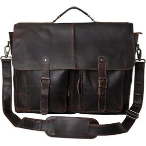 Merbaa Brown Hunter Leather Laptop Messenger حقيبة كبيرة هدايا عيد الحب in Kuwait