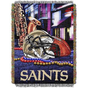 Northwest NFL New Orleans Saints Unisex-Adult Woven Tapestry Throw Blanket, 48" x 60", Home Field Advantage