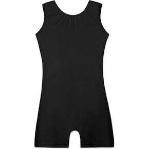 Nymphperi Leotard for Girls Gymnastics Size 8-9 Years Old One Piece Solid Black Sleeveless Unitards