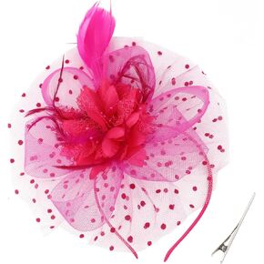 DRESHOW Fascinators Hat Feather Headband Women's Fascinators Tea Party Headwear with Clip Flower Head Band for Girls & Women