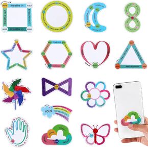 120 Pcs Anxiety Sensory Stickers Calm Breathing Stickers Strips Anti Stress Adhesive Sensory Strips Tactile Rough Anxiety Stickers Breathing Textured Stickers For School Classroom (Diagram)