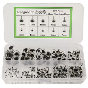 150Pcs Needle Felting Eyes Mini Glass Amber Eyes Kits for Toy Teddy Puppets Dolls Wool Felting Crafts