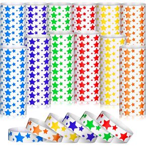 BBTO 600 Pcs Star Events Wristbands Colored Paper Wristbands for Events Waterproof Wristbands Neon Wrist Bands Party Event Bracelets Hand Bands Colorful Arm Bands for Party Wedding Festival