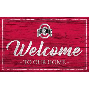 Ohio State Buckeyes 12" x 6" Team Color Welcome to Our Home Wood Sign