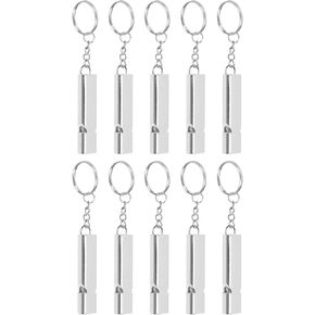 Fabater 10Pcs Emergency Whistle, Aluminum Alloy Survival Whistles, Double Tube Loud Sound Lifeguard Safety Whistle with Keychain, Rescue Whistle for Outdoor Camping, Hiking, Dog Training