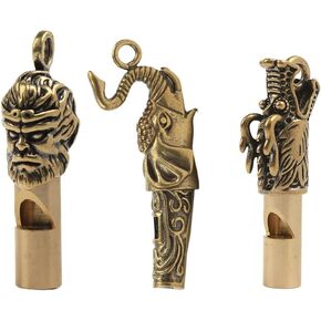 Comimark 3 pc Unique Metal Brass Dragon Animal Whistle Pendant Necklace - Perfect for Outdoor Sports, Survival Hiking & Festivals!
