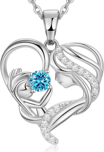 Meeshi Mothers Day Gifts, Mother and Daughter Son Heart Necklace for Women, Mom Birthstone Necklace for Mother, Gifts for Birthday Grandma Mothers Day Gifts for Pregnant Mom Wife Daughter New Step Mom in Kuwait