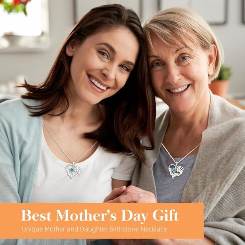 Meeshi Mothers Day Gifts, Mother and Daughter Son Heart Necklace for Women, Mom Birthstone Necklace for Mother, Gifts for Birthday Grandma Mothers Day Gifts for Pregnant Mom Wife Daughter New Step Mom in Kuwait