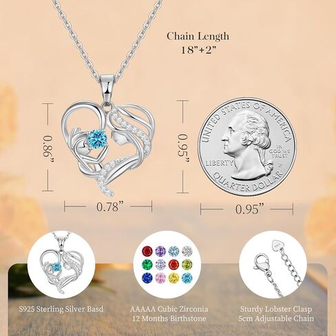 Meeshi Mothers Day Gifts, Mother and Daughter Son Heart Necklace for Women, Mom Birthstone Necklace for Mother, Gifts for Birthday Grandma Mothers Day Gifts for Pregnant Mom Wife Daughter New Step Mom in Kuwait