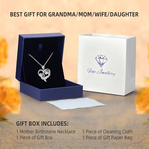 Meeshi Mothers Day Gifts, Mother and Daughter Son Heart Necklace for Women, Mom Birthstone Necklace for Mother, Gifts for Birthday Grandma Mothers Day Gifts for Pregnant Mom Wife Daughter New Step Mom in Kuwait