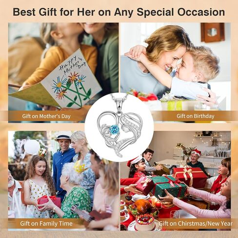 Meeshi Mothers Day Gifts, Mother and Daughter Son Heart Necklace for Women, Mom Birthstone Necklace for Mother, Gifts for Birthday Grandma Mothers Day Gifts for Pregnant Mom Wife Daughter New Step Mom in Kuwait