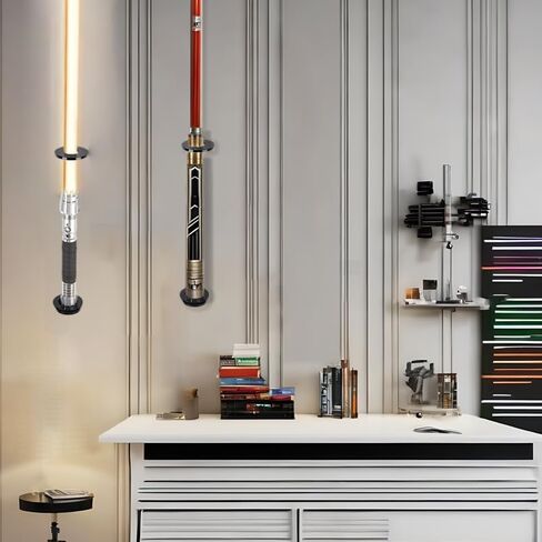 WLSANX Lightsaber Wall Mount Lightsaber عمودي عرض موقف عرض الوجه حامل أكريليك أحادي الكتلة مصمم لعرض وتخزين Lightsabers (أسود 1 ثقب) in Kuwait