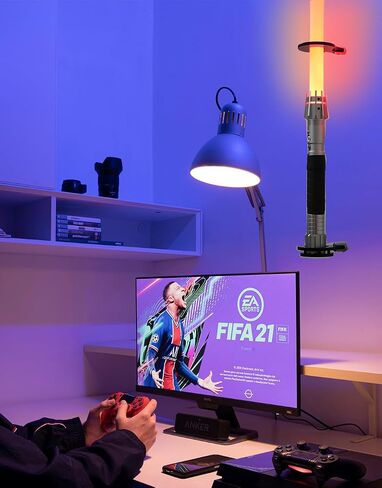 WLSANX Lightsaber Wall Mount Lightsaber عمودي عرض موقف عرض الوجه حامل أكريليك أحادي الكتلة مصمم لعرض وتخزين Lightsabers (أسود 1 ثقب) in Kuwait