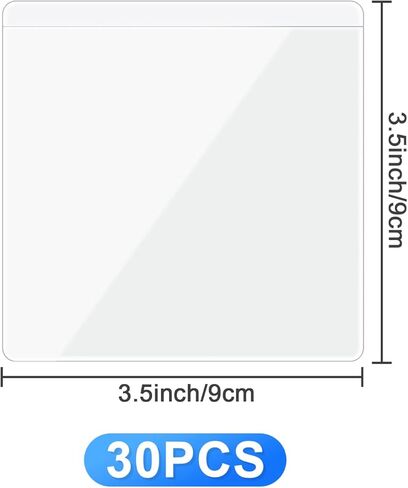 Sxetix 30 Pack Self-Adhesive Label Holders Index Card Holder 3.5 x 3.5 Inch Bussiness Card Organizer Label Pockets Label for Storage Bins Organizing and Protecting Cards in Kuwait