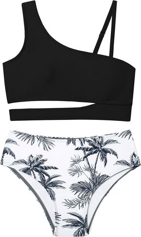 Queenstyle Girls Swimsuits Bikini Set Kids Cutout Bathing Suit Bikini Top Two Piece Girls' Swimwear in Saudi Arabia
