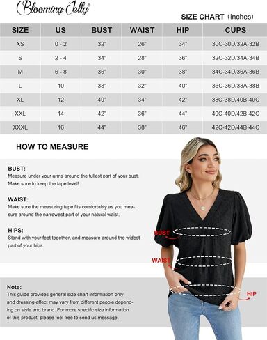 Blooming Jelly Women Dressy Casual Tops Business Work Blouses Summer Shirts Swiss Pot Puff Sleeve V Neck Outfits 2024 in Saudi Arabia