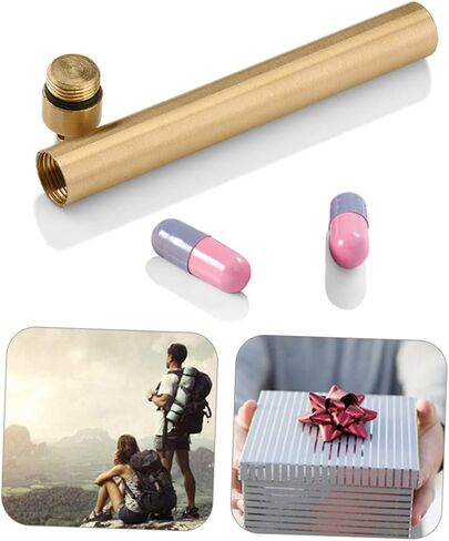 GLEAVI 2 Pcs Portable Toothpick Holder Pill Dispensers Pill Keychain Pill Holder Keyring Brass Keychain Toothpicks Holder Tooth Pick Holder Toothpick Dispenser Container Travel Outdoor in Saudi Arabia