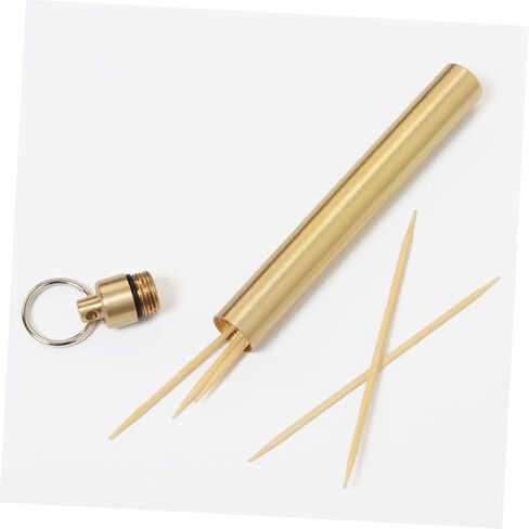 GLEAVI 2 Pcs Portable Toothpick Holder Pill Dispensers Pill Keychain Pill Holder Keyring Brass Keychain Toothpicks Holder Tooth Pick Holder Toothpick Dispenser Container Travel Outdoor in Saudi Arabia