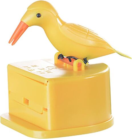 Galepromot Yellow Woodpecker Toothpick Dispenser, Bird Toothpick Dispenser, Kitchen Decoration, Cute Little Bird Push-Type Automatic Toothpick Holder with a Toothpick Box Toothpick Holders in Saudi Arabia