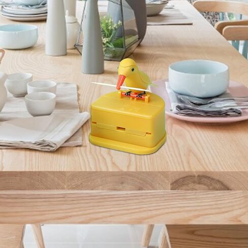 Galepromot Yellow Woodpecker Toothpick Dispenser, Bird Toothpick Dispenser, Kitchen Decoration, Cute Little Bird Push-Type Automatic Toothpick Holder with a Toothpick Box Toothpick Holders in Saudi Arabia