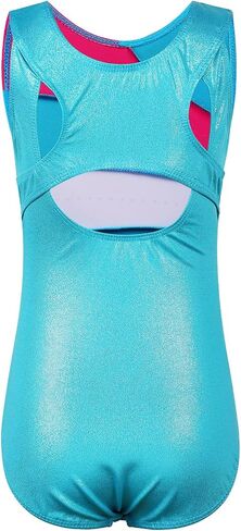 TFJH E 3 in 1 pcs Gymnastics Leotards for Girls Practice Outfits Shorts Set Shiny Diamond Activewear 5-12Y in Saudi Arabia