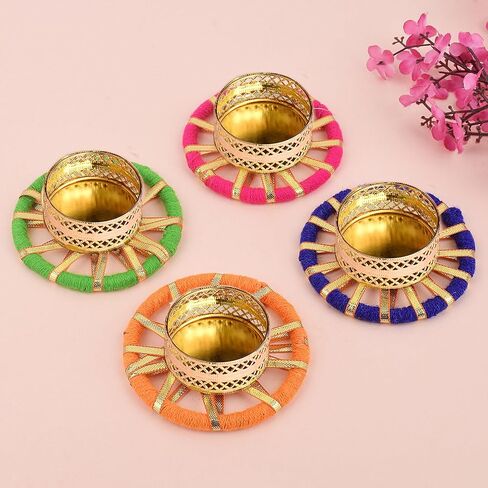 SATVIK 12 Pcs Round Chakra Metal Diya Festive Diwali Pooja Pujan Candle Tea Light Holder Oil Lamp Home Mandir Office Decoration Table Diya in Saudi Arabia