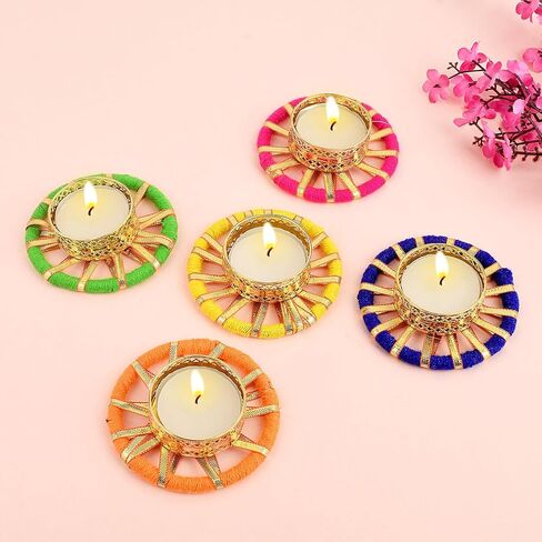 SATVIK 12 Pcs Round Chakra Metal Diya Festive Diwali Pooja Pujan Candle Tea Light Holder Oil Lamp Home Mandir Office Decoration Table Diya in Saudi Arabia