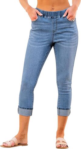 GRAPENT Pull On Jeans for Women High Waisted Skinny Capri Pants Trendy Stretch Denim Cropped Jeans Crop Jeggings Capris in Saudi Arabia