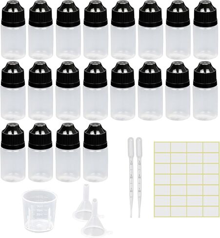 Kemborsi 5Ml Empty Squeezable Dropper Bottles,30Pcs Plastic Thin Tip Dropper Bottles,Portable Eye Liquid Dropper bottles Plastic Refillable Containers with Screw Cap and Plug,Resistant Open Design in Saudi Arabia