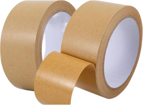 شريط ورق كرافت بني من trrcylp مقاس 2.4 بوصة × 328 قدم، شريط تعبئة سطحي غير مطلي قابل للكتابة لإخفاء الشحن، شريط إغلاق قابل لإعادة التدوير بنفسك in Kuwait