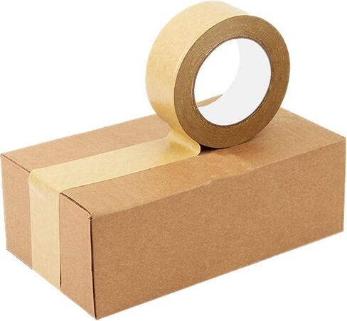 شريط ورق كرافت بني من trrcylp مقاس 2.4 بوصة × 328 قدم، شريط تعبئة سطحي غير مطلي قابل للكتابة لإخفاء الشحن، شريط إغلاق قابل لإعادة التدوير بنفسك in Kuwait
