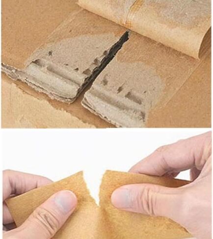 شريط ورق كرافت بني من trrcylp مقاس 2.4 بوصة × 328 قدم، شريط تعبئة سطحي غير مطلي قابل للكتابة لإخفاء الشحن، شريط إغلاق قابل لإعادة التدوير بنفسك in Kuwait