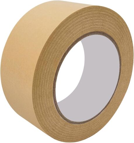 شريط ورق كرافت بني من trrcylp مقاس 2.4 بوصة × 328 قدم، شريط تعبئة سطحي غير مطلي قابل للكتابة لإخفاء الشحن، شريط إغلاق قابل لإعادة التدوير بنفسك in Kuwait