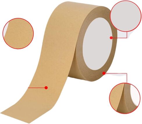 شريط ورق كرافت بني من trrcylp مقاس 2.4 بوصة × 328 قدم، شريط تعبئة سطحي غير مطلي قابل للكتابة لإخفاء الشحن، شريط إغلاق قابل لإعادة التدوير بنفسك in Kuwait