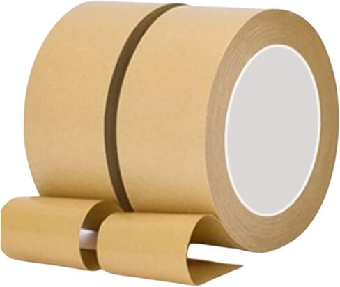 شريط ورق كرافت بني من trrcylp مقاس 2.4 بوصة × 328 قدم، شريط تعبئة سطحي غير مطلي قابل للكتابة لإخفاء الشحن، شريط إغلاق قابل لإعادة التدوير بنفسك in Kuwait