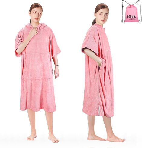 Solaris Surf Poncho Changing Towel Robe for Women Men, Lightweight Changing Robe with Packable Bags, Water Absorbent Wetsuit Beach Hoode Towel for Surfing Swimming in Saudi Arabia