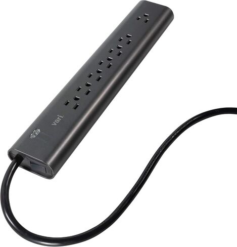 Vari Power Strip (8 Foot) - Black Extension Cord with Multiple Outlets & Power Surge Protection - Power Outlet Extender with 7 Plug in Points - Fits in Cable Management Tray - Office Desk Accessories in Saudi Arabia