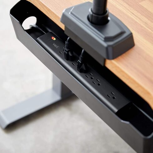 Vari Power Strip (8 Foot) - Black Extension Cord with Multiple Outlets & Power Surge Protection - Power Outlet Extender with 7 Plug in Points - Fits in Cable Management Tray - Office Desk Accessories in Saudi Arabia