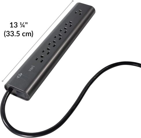 Vari Power Strip (8 Foot) - Black Extension Cord with Multiple Outlets & Power Surge Protection - Power Outlet Extender with 7 Plug in Points - Fits in Cable Management Tray - Office Desk Accessories in Saudi Arabia