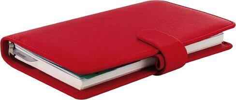 Filofax Saffiano Organizer, Personal Compact Size, Poppy - Cross-Grain, Leather-Look, Six Rings, Week-to-View Calendar Diary, Multilingual, 2024 (C022472-24) in Saudi Arabia