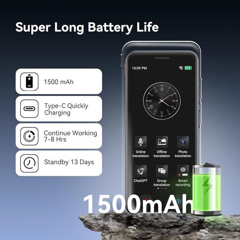 جهاز مترجم اللغة، مترجم لغة فوري ثنائي الاتجاه مع 139 لغة، شاشة لمس عالية الدقة 5.0 بوصة، جهاز مترجم غير متصل/صور/ذكاء اصطناعي لتعلم الأعمال أثناء السفر in Kuwait