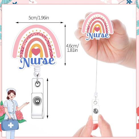 8 Pcs Funny Retractable Badge Reel Nurse Badge Reel Cute Nursing Badge Clip for Nurse Doctor Healthcare Assistant Gifts Nursing School Students Graduation Gifts in Saudi Arabia
