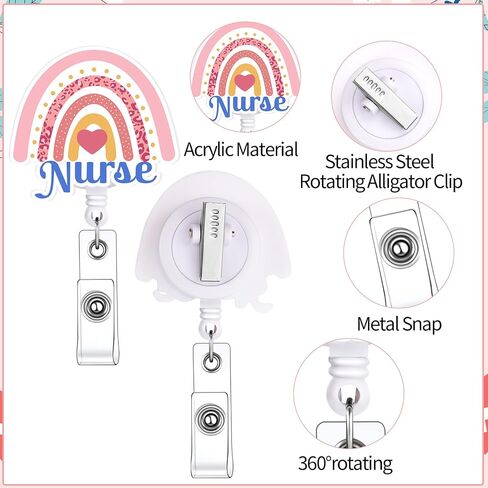 8 Pcs Funny Retractable Badge Reel Nurse Badge Reel Cute Nursing Badge Clip for Nurse Doctor Healthcare Assistant Gifts Nursing School Students Graduation Gifts in Saudi Arabia