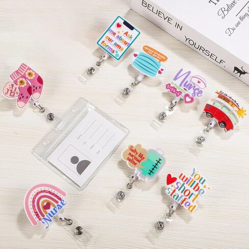8 Pcs Funny Retractable Badge Reel Nurse Badge Reel Cute Nursing Badge Clip for Nurse Doctor Healthcare Assistant Gifts Nursing School Students Graduation Gifts in Saudi Arabia