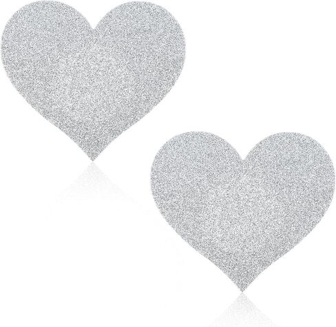 COMNICO Nipple Covers, 2 Pcs Breast Covers Self-Adhesive Heart Shape Glitters Pasties Nipple Stickers for Women Rave Party in Saudi Arabia