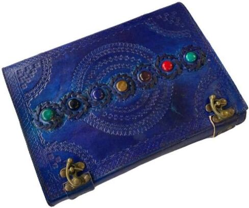Leather Journal Book Seven Chakra Medieval Stone Embossed Handmade Book of Shadows Notebook Office Diary College Book Poetry Book Sketch Book 10 x 7 Inches (Brown) in Saudi Arabia
