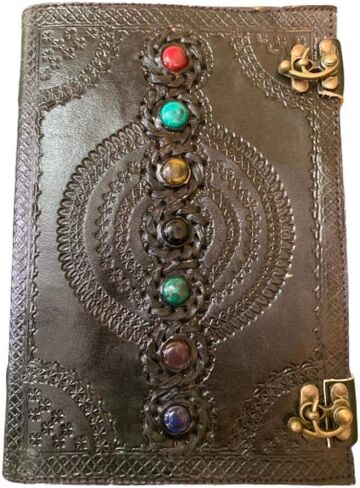 Leather Journal Book Seven Chakra Medieval Stone Embossed Handmade Book of Shadows Notebook Office Diary College Book Poetry Book Sketch Book 10 x 7 Inches (Brown) in Saudi Arabia