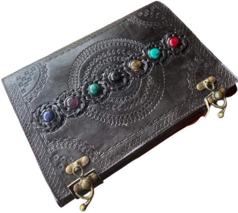 Leather Journal Book Seven Chakra Medieval Stone Embossed Handmade Book of Shadows Notebook Office Diary College Book Poetry Book Sketch Book 10 x 7 Inches (Brown) in Saudi Arabia